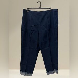 NWT Alfred Dunner Pull On Denim Elastic Waist Detail Hem Pants Womens Plus 20W